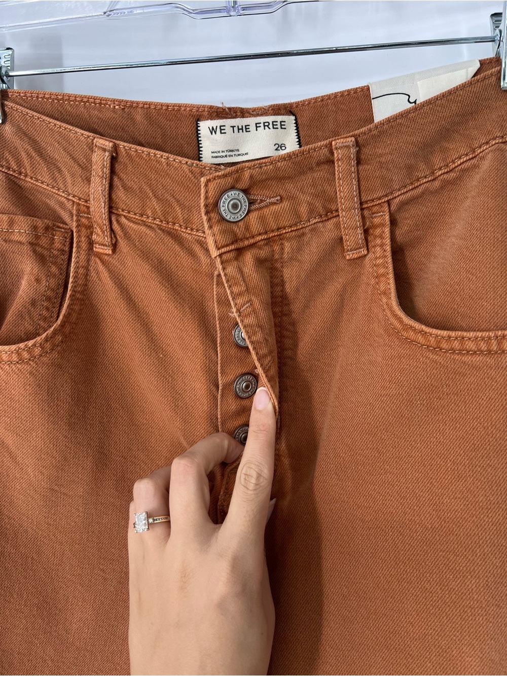 We The Free Good Luck Mid Rise Barrel Rust Orange Autumnal Denim Jeans 28 NWT - Picture 5 of 10